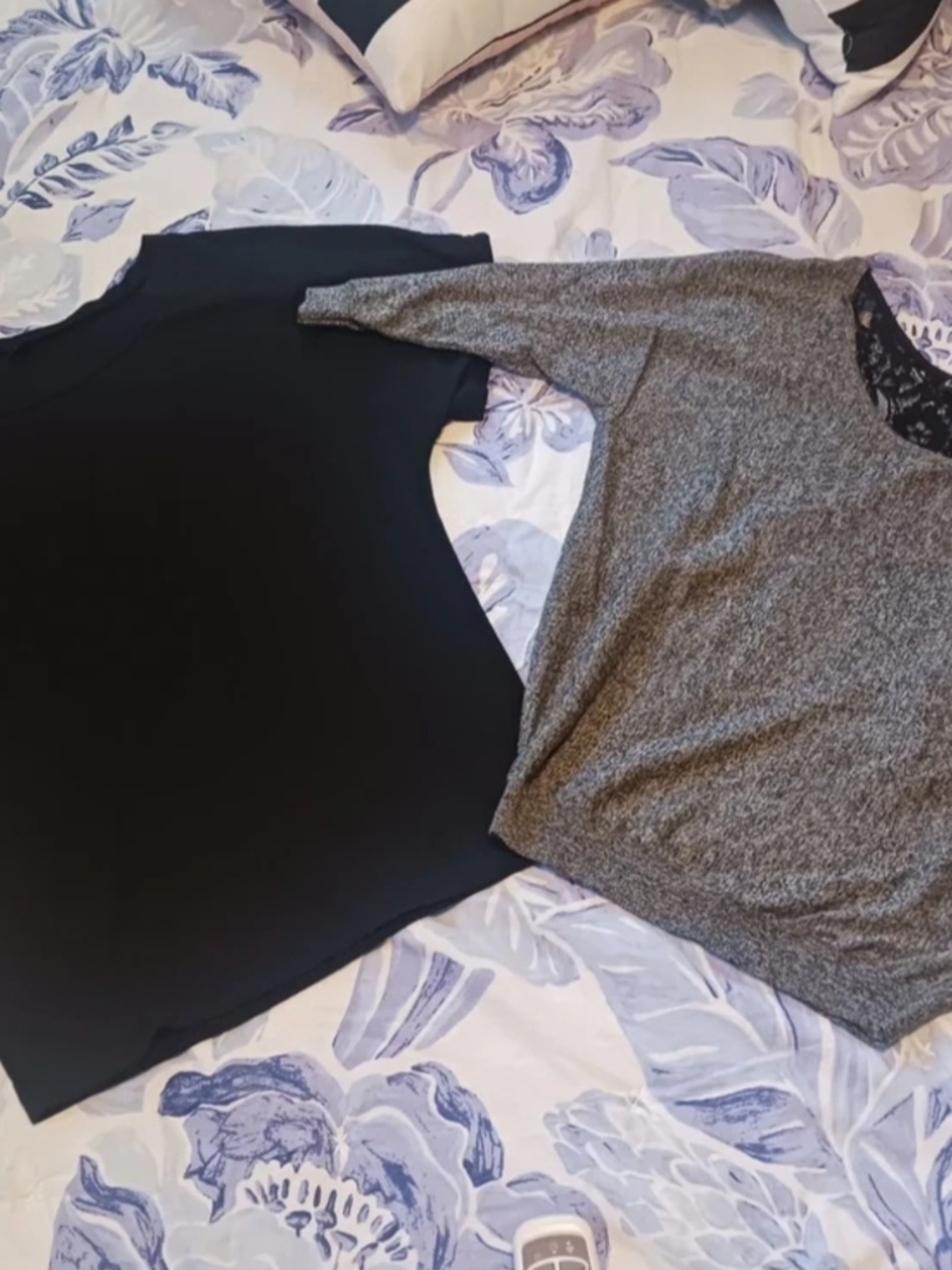 Black Top and Gray Marled Sweater Duo
